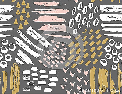 Vector seamless pattern of painted ink textures. Vector Illustration