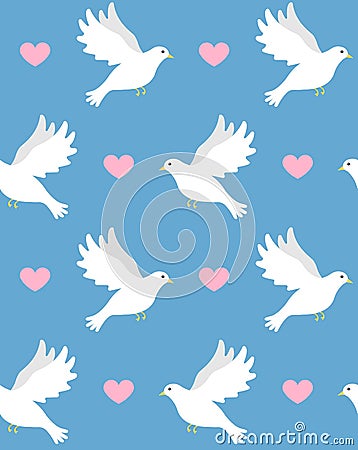 Vector seamless pattern of pair of love doves Vector Illustration