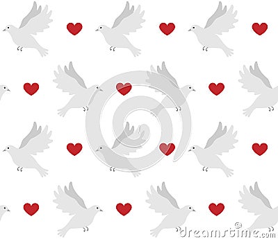 Vector seamless pattern of pair of love doves Vector Illustration