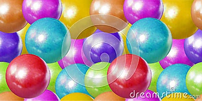 Vector Seamless Pattern, Pastel Colores Balls Background, Children Toys, Dragee Sweets, Plastic Spheres. Vector Illustration