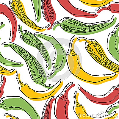 Vector seamless pattern with peppers Vector Illustration