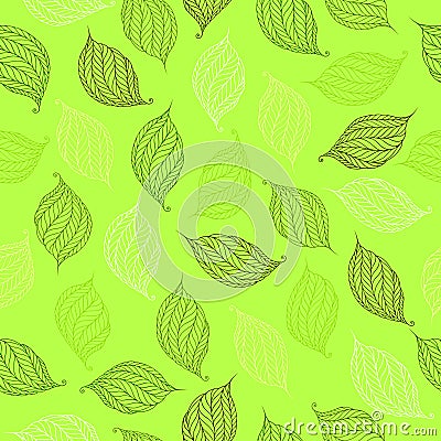 Vector seamless pattern of psychedelic shapes in the form of leaves. Vector Illustration