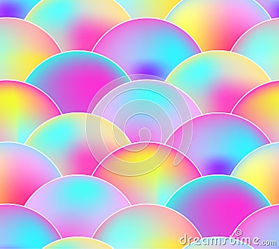 Vector Seamless Pattern, Rainbow Colors, Scale Background. Vector Illustration