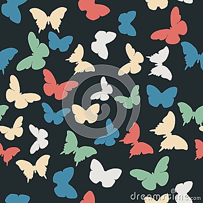 Vector seamless pattern with random butterflies Vector Illustration