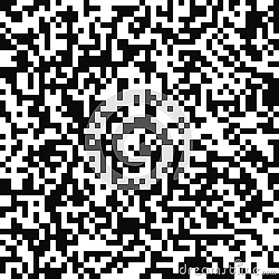 Vector seamless pattern. Random pixel texture. Black-and-white background. Monochrome QR code design. Vector Illustration