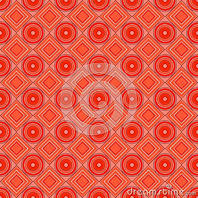 Vector seamless pattern. red, orange, warm, heat, rhombus, square, circle, textiles. Modern stylish texture. Repeating Vector Illustration