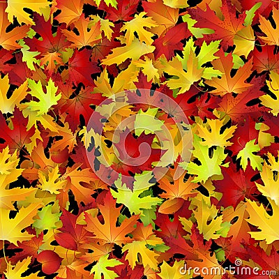 Vector seamless pattern with red and yellow autumn leaves Vector Illustration