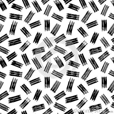 Vector seamless pattern. Repeatable texture with hand drawn small rectangular strokes. Artistic monochrome background. Vector Illustration