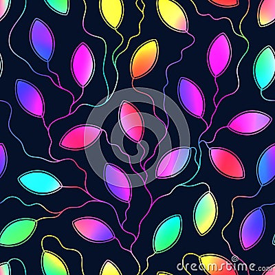 Vector seamless pattern. Repeated patterns. Neon print. Abstract bright background. Repeating leaf texture. Trendy color graphic l Vector Illustration