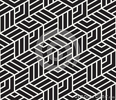 Vector seamless pattern. Repeating abstract background. Black and white geometric lattice design. Modern stylish texture Vector Illustration