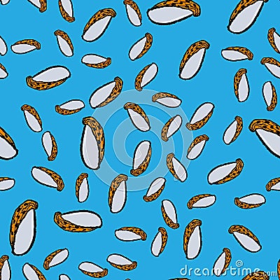 Vector seamless pattern with shells Vector Illustration