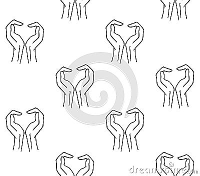 Vector seamless pattern of sketch heart arms sign Vector Illustration