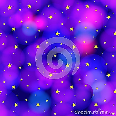 Vector Seamless Pattern: Starry Sky, Cosmic Colorful Background, Wrapping Paper. Vector Illustration