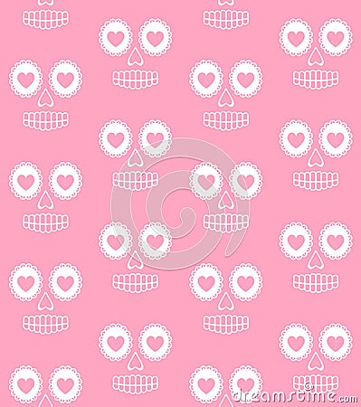 Vector seamless pattern of sugar skull face Vector Illustration