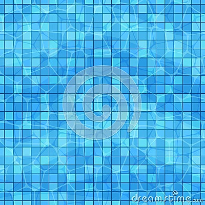 Vector seamless pattern with swimming pool bottom and blue ripple water. Summer vacation top view background Vector Illustration