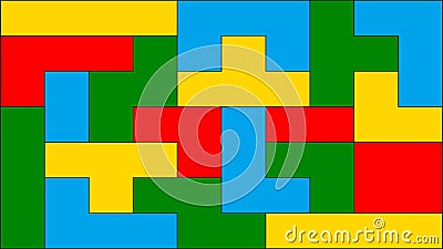 Vector seamless pattern with tetris elements. Colorful blocks Stock Photo