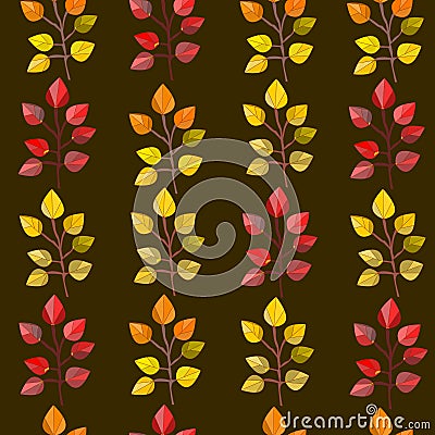 Vector seamless pattern,texture,print with fall leaves on the isolated dark colored background. Autumn colors. Vector Illustration