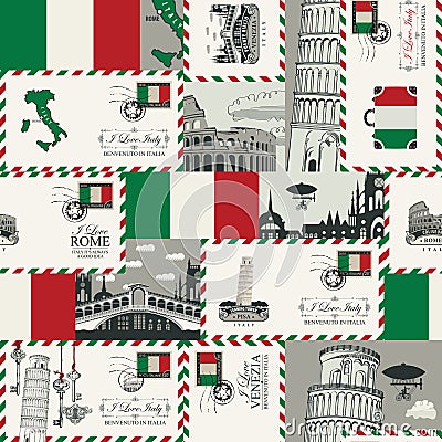 Vector seamless pattern on the theme of Italy Vector Illustration