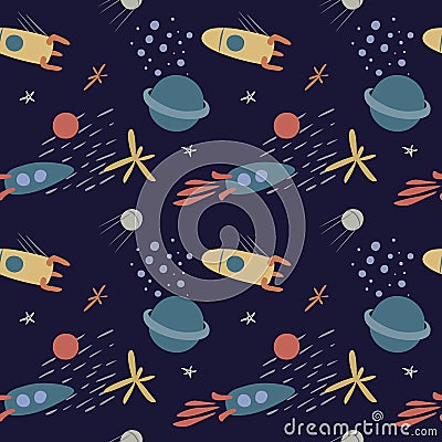 Vector seamless pattern on the theme of space Vector Illustration