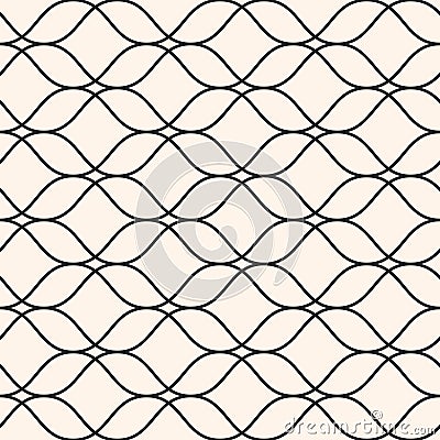 Vector seamless pattern, thin wavy lines, subtle mesh texture Vector Illustration
