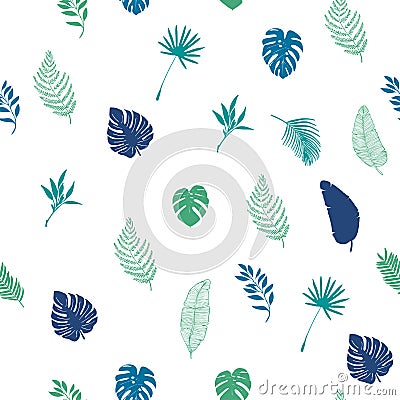 Vector seamless pattern with tropical palm leaves Vector Illustration