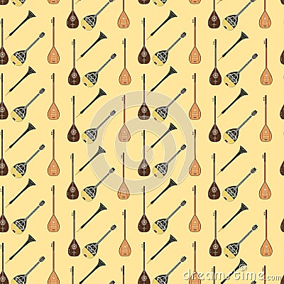 Vector seamless pattern with turkish musical instruments Vector Illustration