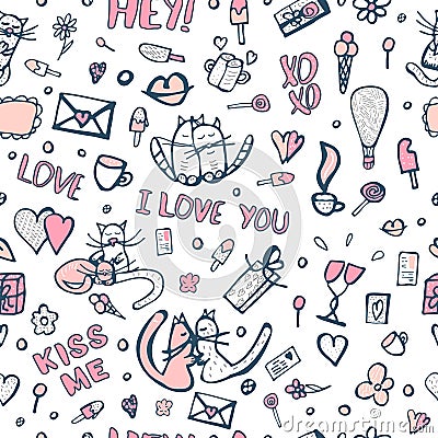 Vector seamless pattern of valentines elements Stock Photo