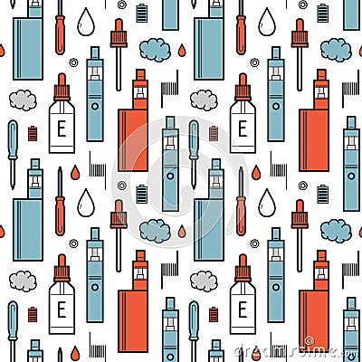 Vector seamless pattern of vape and accessories Vector Illustration