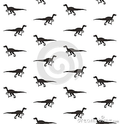 Vector seamless pattern of velociraptor silhouette Stock Photo