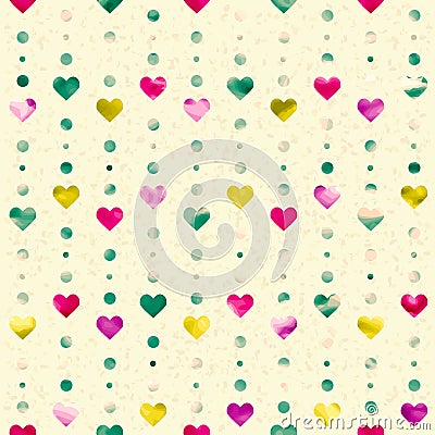 Vector seamless pattern with watercolor hearts Vector Illustration