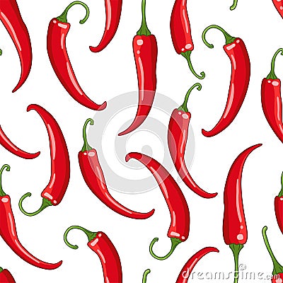 Vector seamless pattern white with chili pepper Vector Illustration