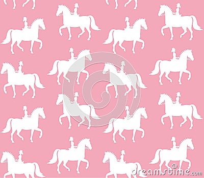 Vector seamless pattern of white dressage horse Vector Illustration