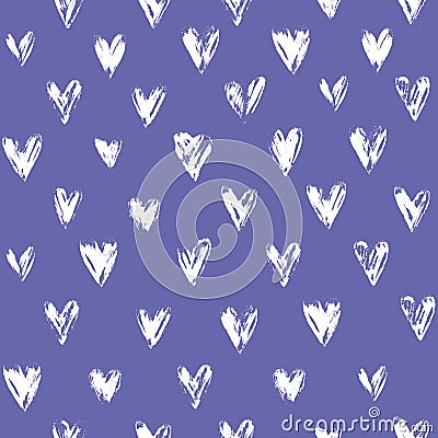 Vector seamless pattern with white grunge hearts Vector Illustration