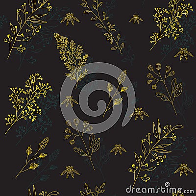 Wildflower seamless pattern design. Vector illustration of endless pattern. Printable graphic design. Vector Illustration