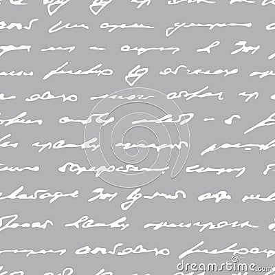 Vector seamless pattern. Write text word. Scrawl handwritten. Vintage background. Abstract script pattern. Write letter. Handwriti Vector Illustration