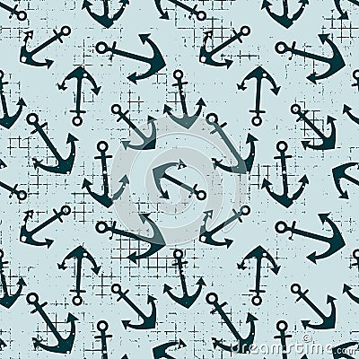 Vector seamless patterns Background with anchor Creative geometric vintage backgrounds, nautical theme Graphic illustration with a Vector Illustration