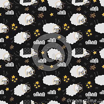 Vector seamless patterns with cute cartoon characters Vector Illustration