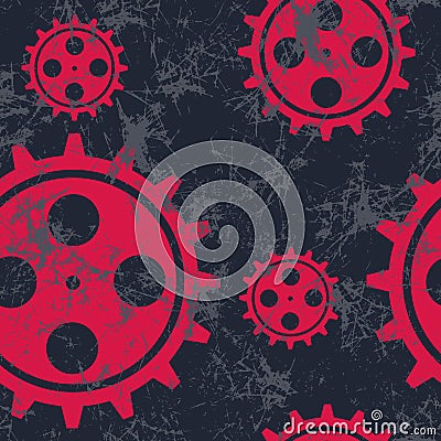 Vector seamless patterns with mechanism of watch. Vector Illustration