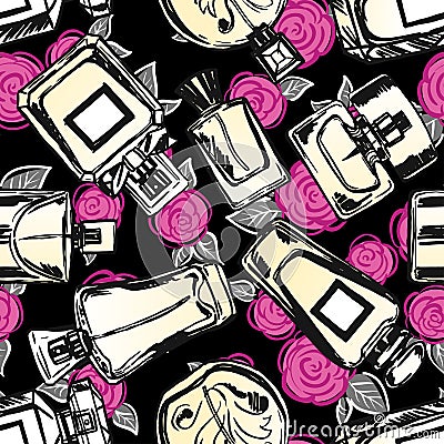 Vector seamless perfume pattern. Vector Illustration