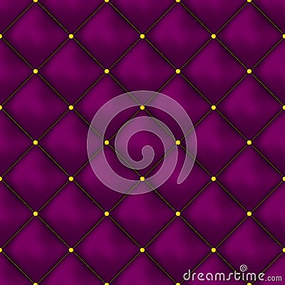 Vector seamless pink buttoned leather pattern . Upholstery or walls. Stock Photo