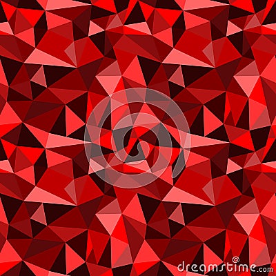 Vector seamless red abstract geometric rumpled triangular graphic background Vector Illustration