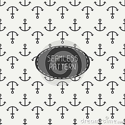 Vector seamless retro pattern with hipster anchor Vector Illustration