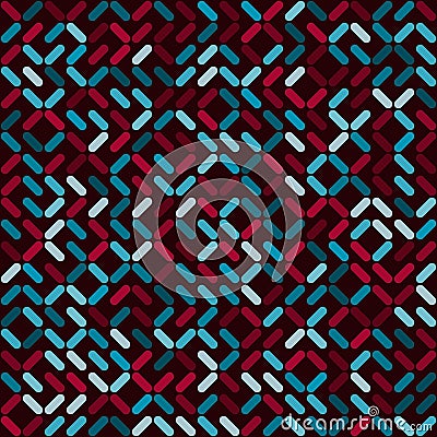 Vector Seamless Rounded Rectangles Geometric Random Position and Color Square Pattern in Red And Blue Vector Illustration