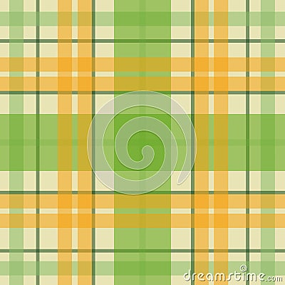 Vector seamless scottish tartan pattern in green, orange, beige Vector Illustration