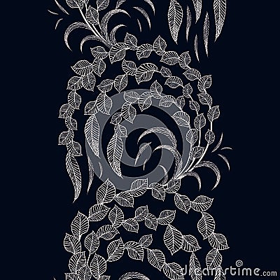 Vector seamless scrollwork pattern with stylized tree branches f Vector Illustration