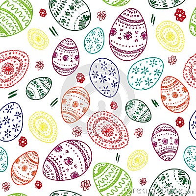 Vector seamless simple pattern with ornamental eggs. Vector Illustration