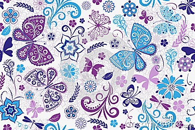 Vector seamless spring delicate white pattern Vector Illustration