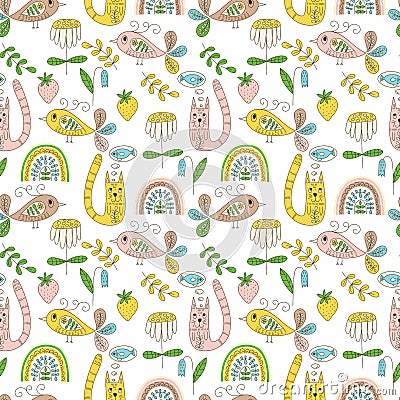 Vector Seamless Spring Pattern Vector Illustration