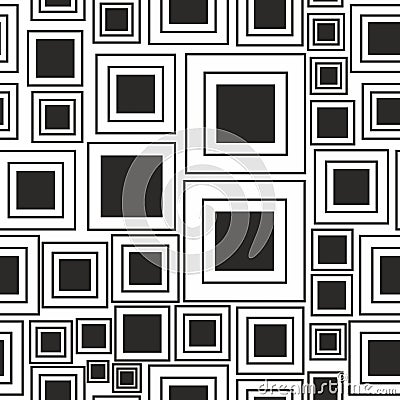 Vector seamless squares pattern. Decorative element, design template with striped black and white colors. Vector Illustration