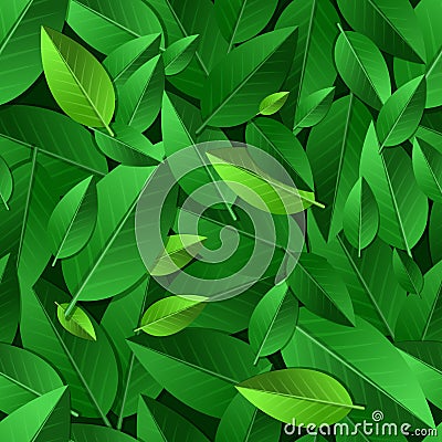 Vector seamless summer pattern with green leaves. Nature ecology Vector Illustration